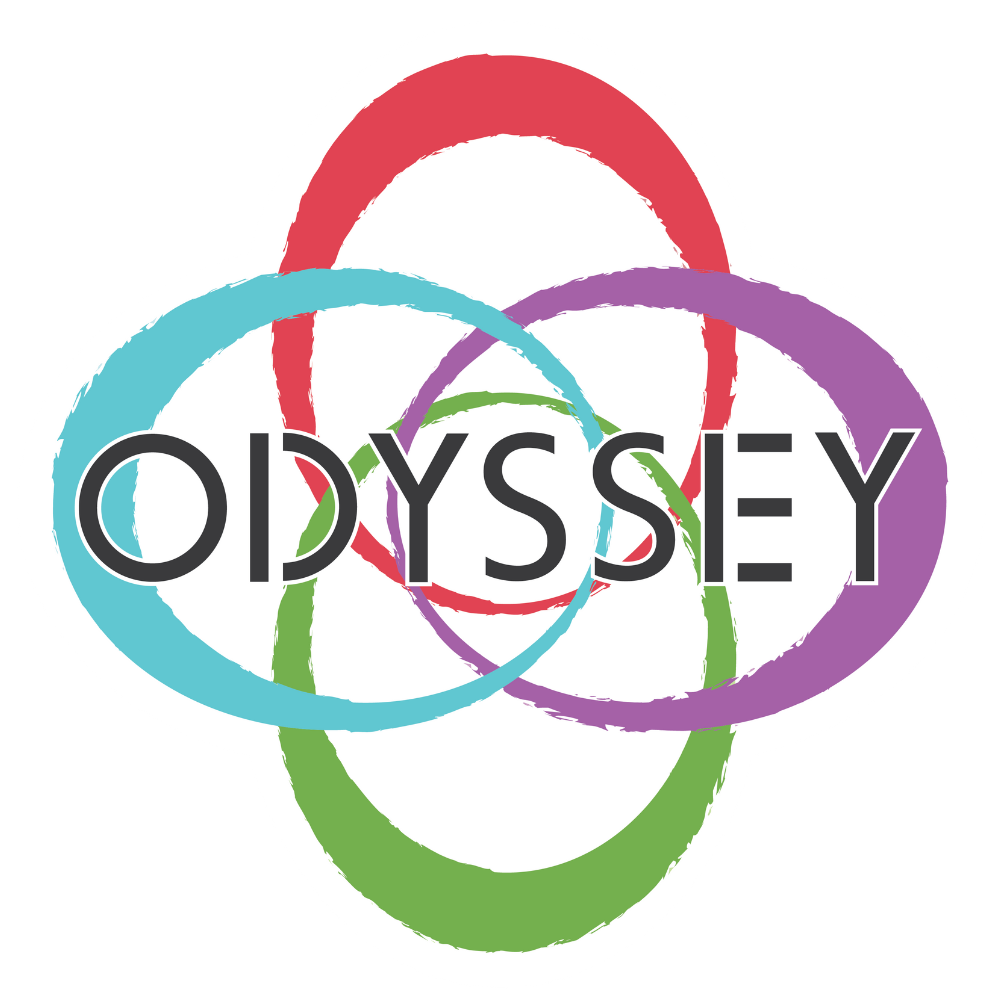 Odyssey Logo - 4 coloured ovals intertwine